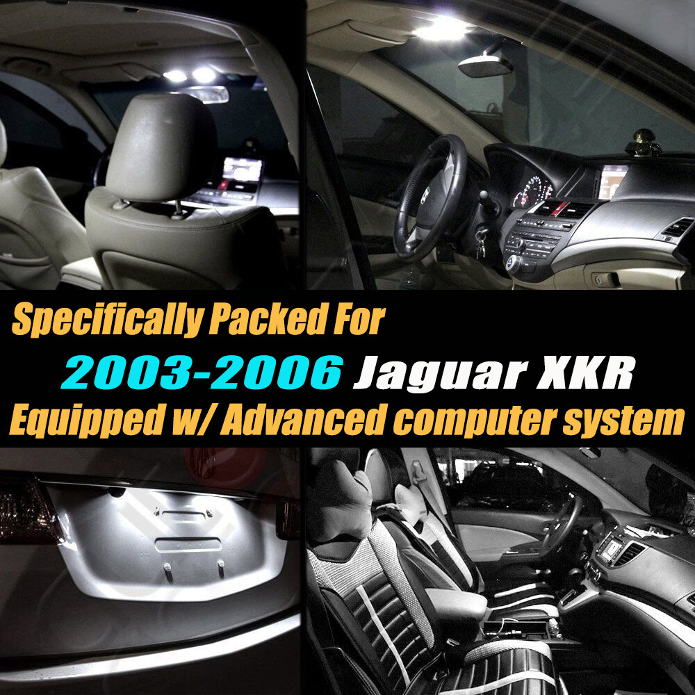 8Pc Canbus Error Free Interior LED White Light Bulb Kit for 2003-2006 Jaguar XKR