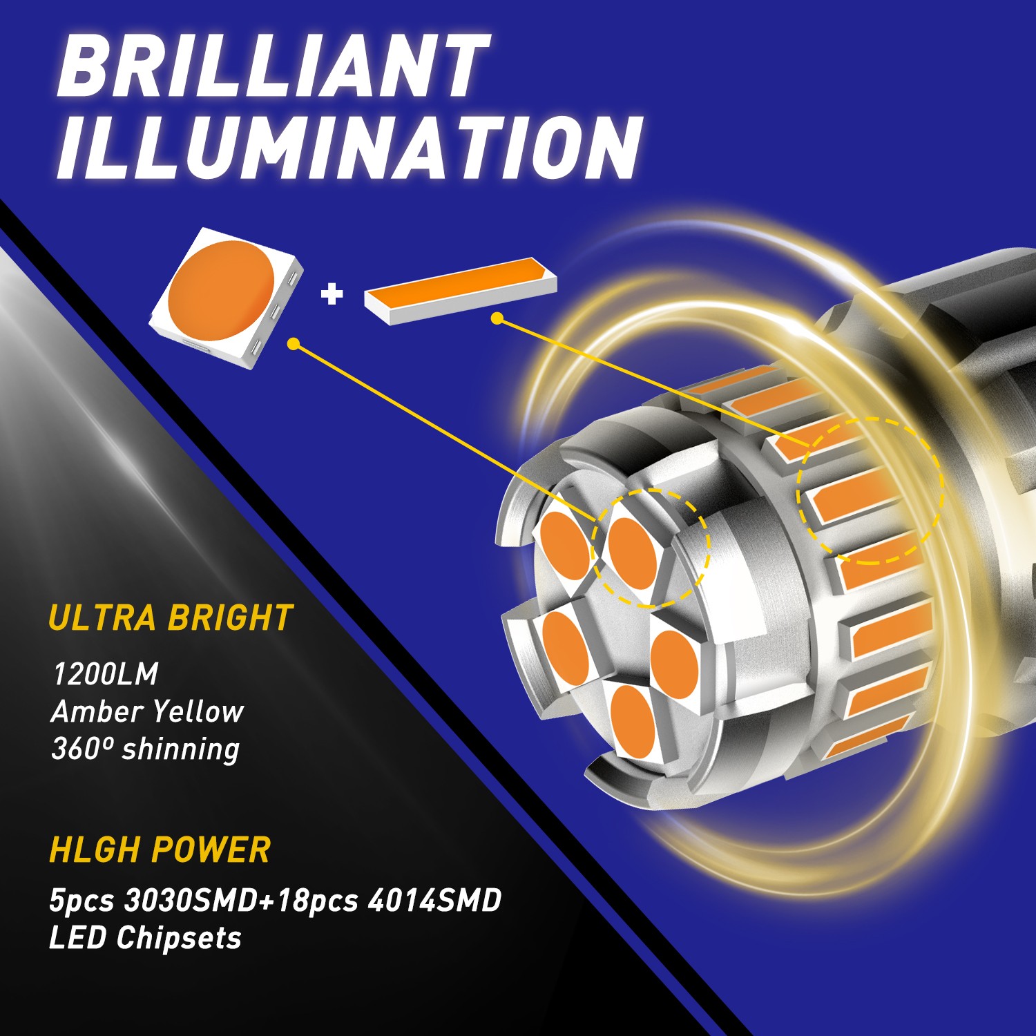 1157 LED Turn Signal Parking Light Bulb Amber Yellow Blinker Lamp Bright 2-6X