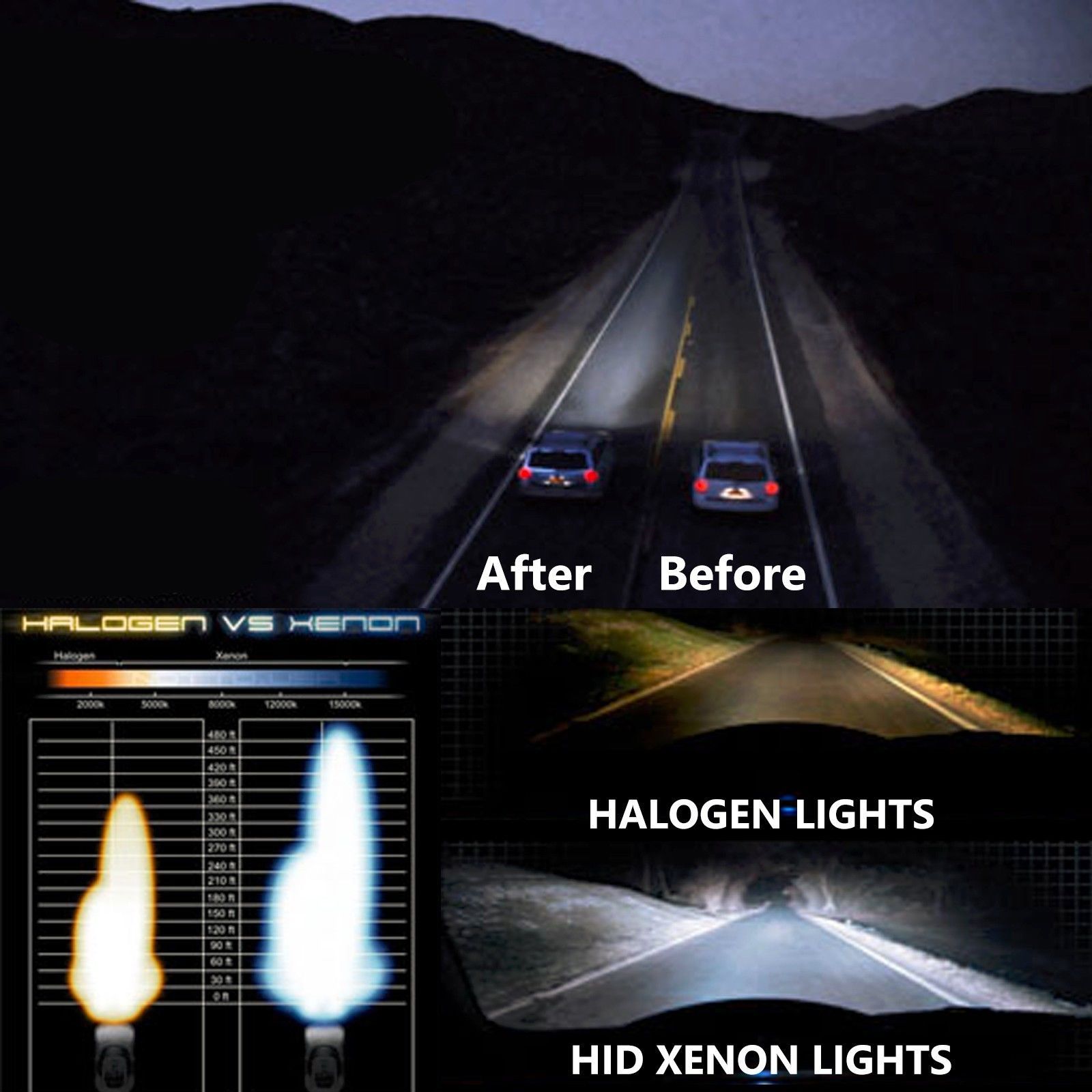 XENTEC AC 35w HID Kit 9005 9006 H1 H3 H4 H7 H10 H11 H13 H16 5202 6000K 5K Xenon