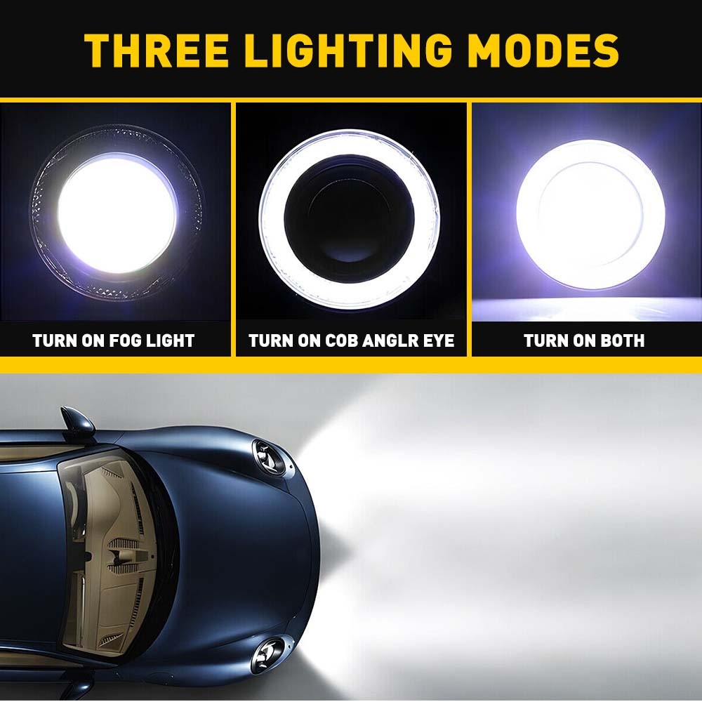 1/2Pair 2.5″ COB COB LED Projector Car Angel Lights Eye DRL Halo Ring Drive Fog