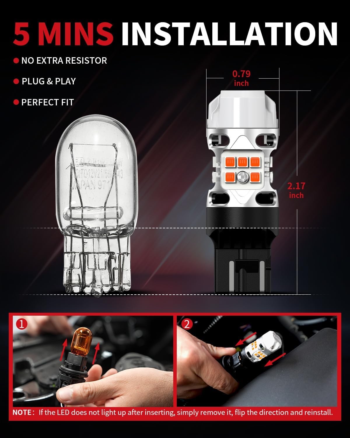 7440 LED Bulb Anti Hyper Flash Canbus 7443 Front or Rear Turn Signal Light 7444n