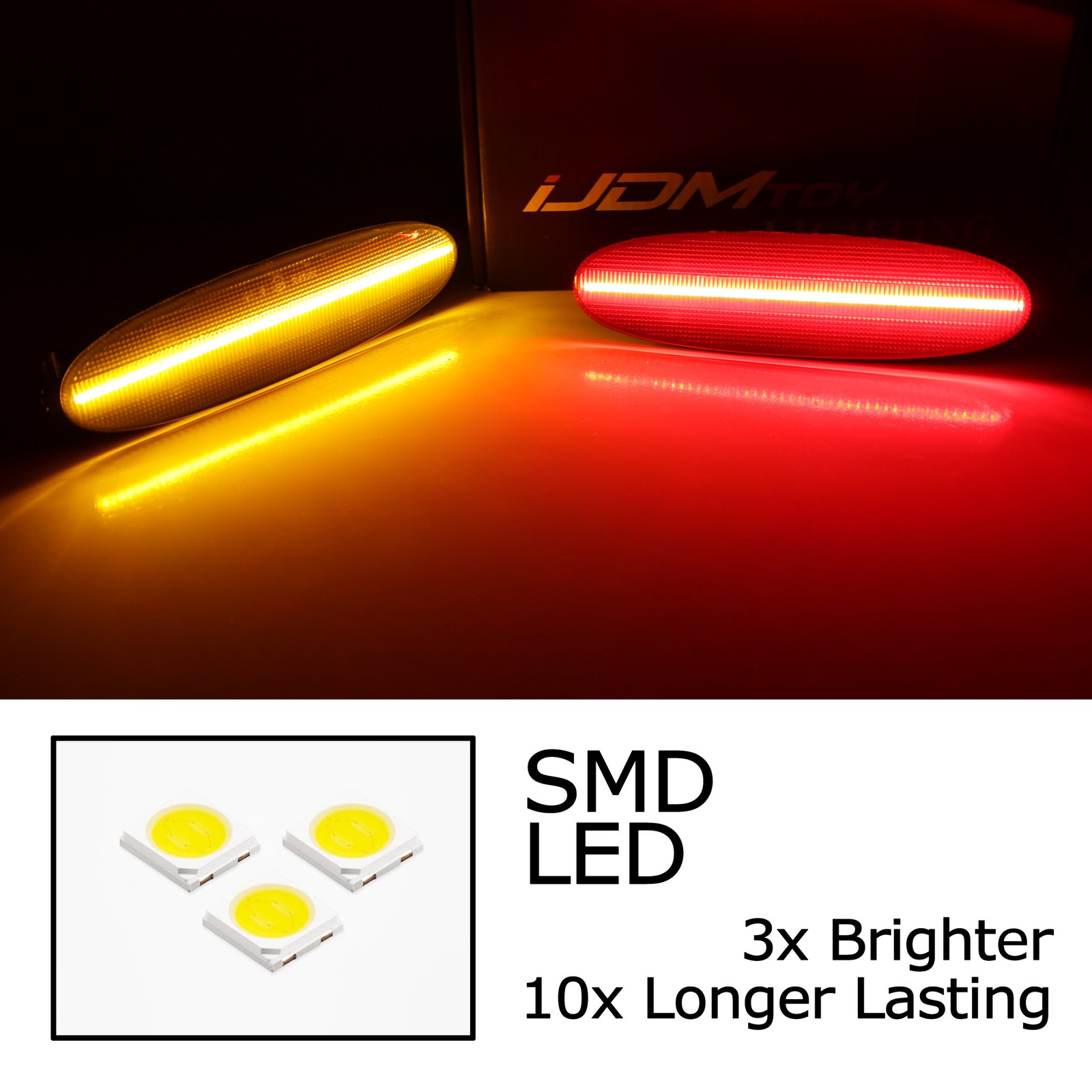 4pc Set Smoked Lens Amber/Red Full LED Side Marker Lights For Jaguar 1997-03 XJ8