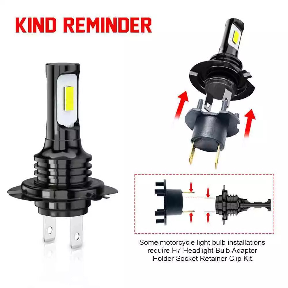 For Yamaha YZF-R6 2003-15 YZF-R1 2006-16 2X 72W Ice Blue H7 LED Headlights Bulbs