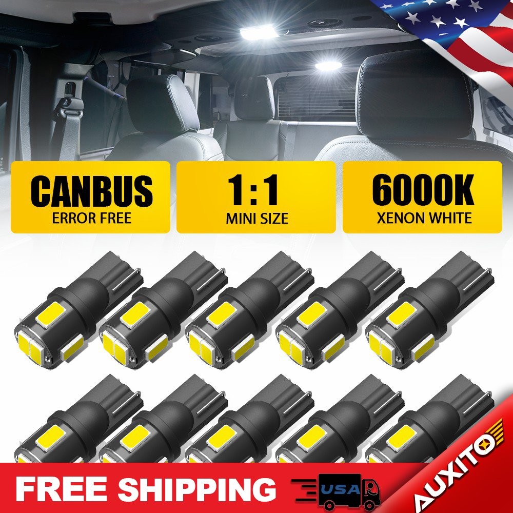 10X LED 194 Auxito Headlight Bulb and 6500K Plug Play 5630SMD Cool Super Bright