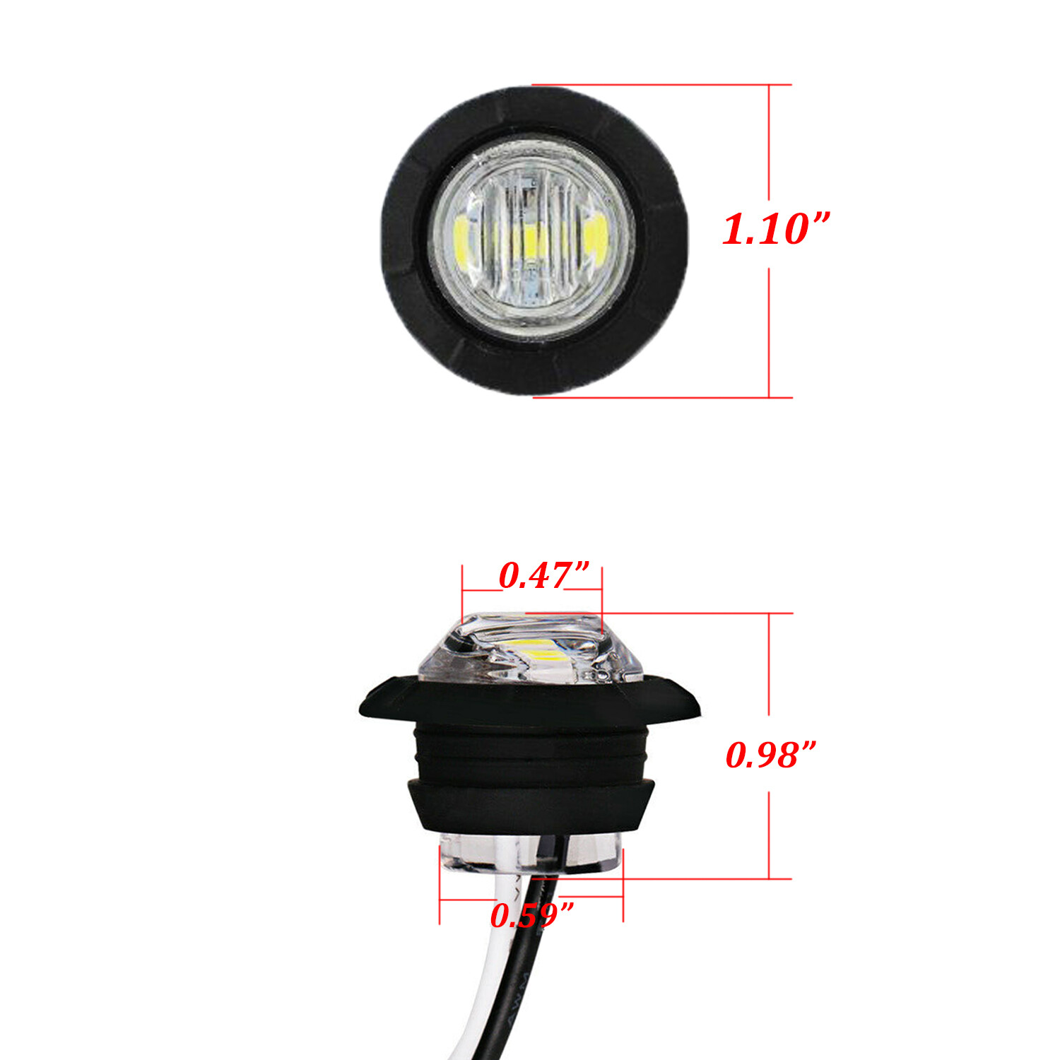 10x Round 3/4″ White LED Side Marker Lights Truck Trailer Bullet Clearance Light