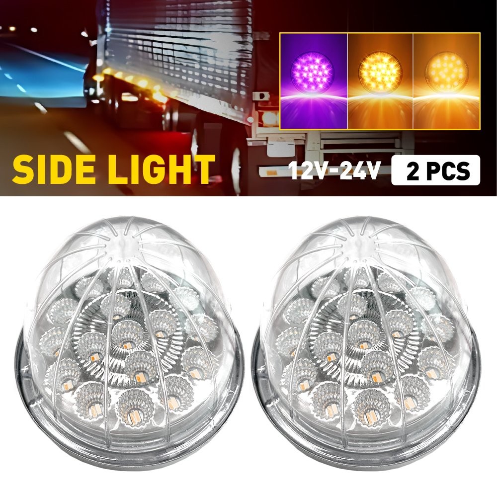 2X Amber Purple 17LED Watermelon Turn Signal Lights For Semi Trailer Heavy Truck