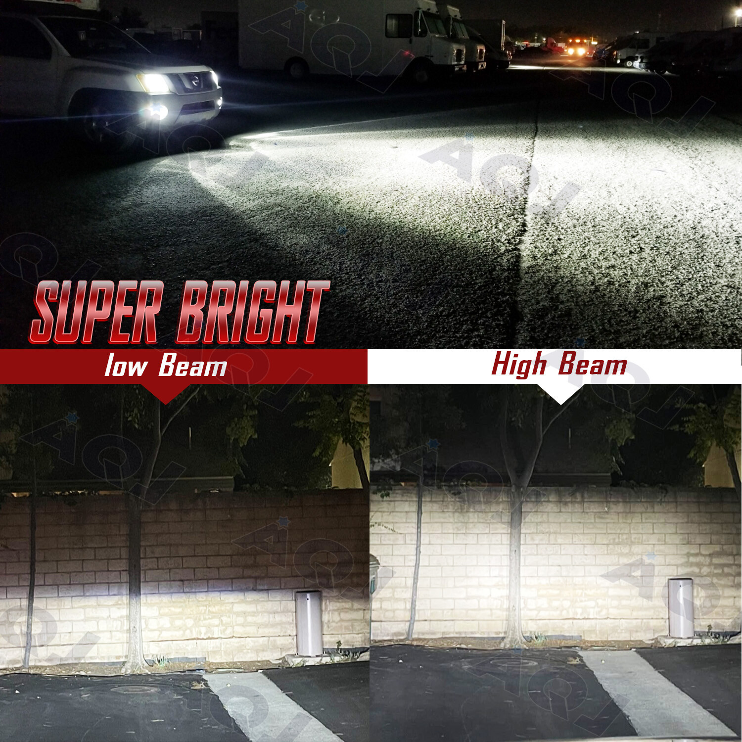 AQJ 9007 HB5 LED Headlight High Low Beam Bulbs Conversion Kit 6000K White 2X
