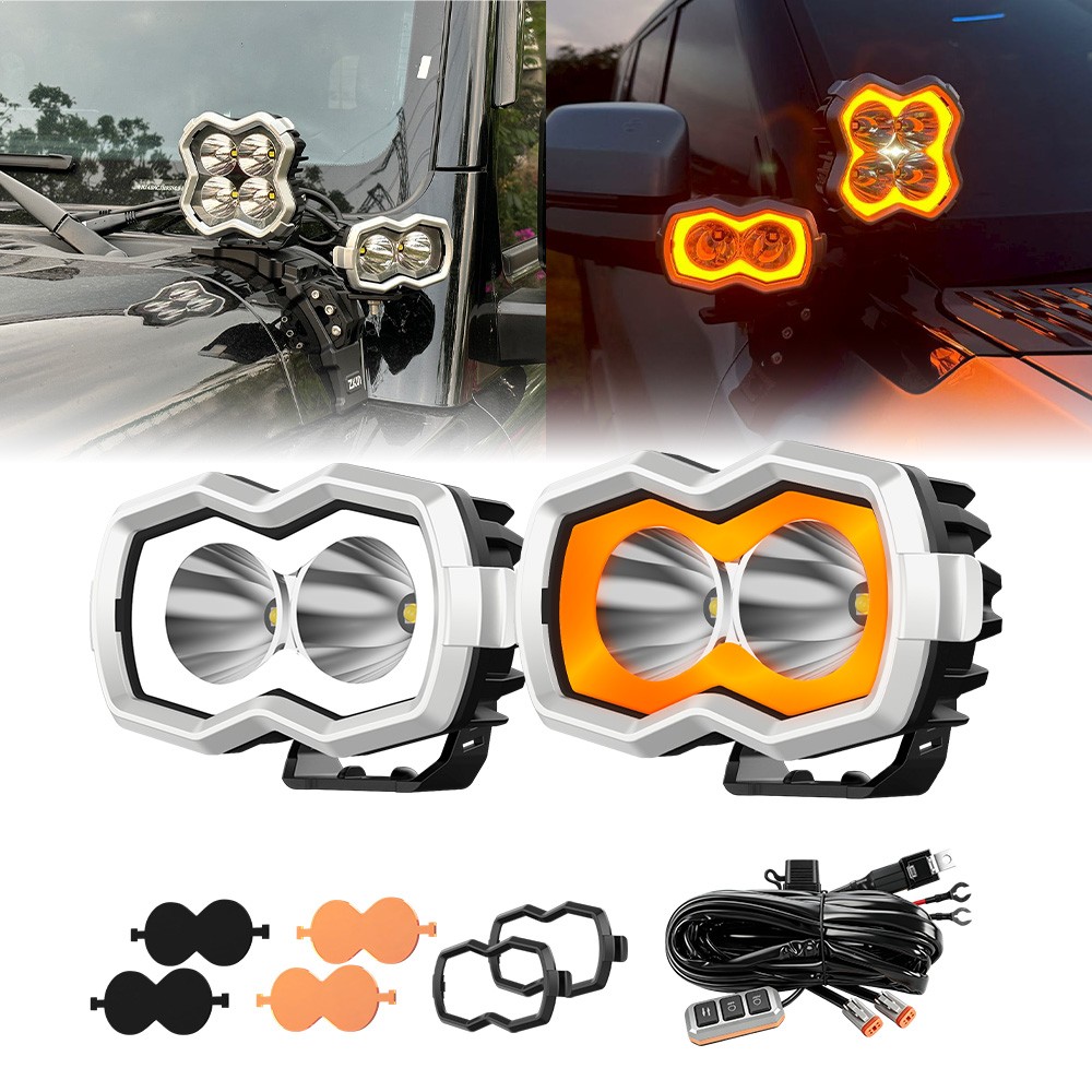 NOVSIGHT 4.5″ LED Pods Lights Off Road Flood Beam for Jeep Truck Adventure Trips