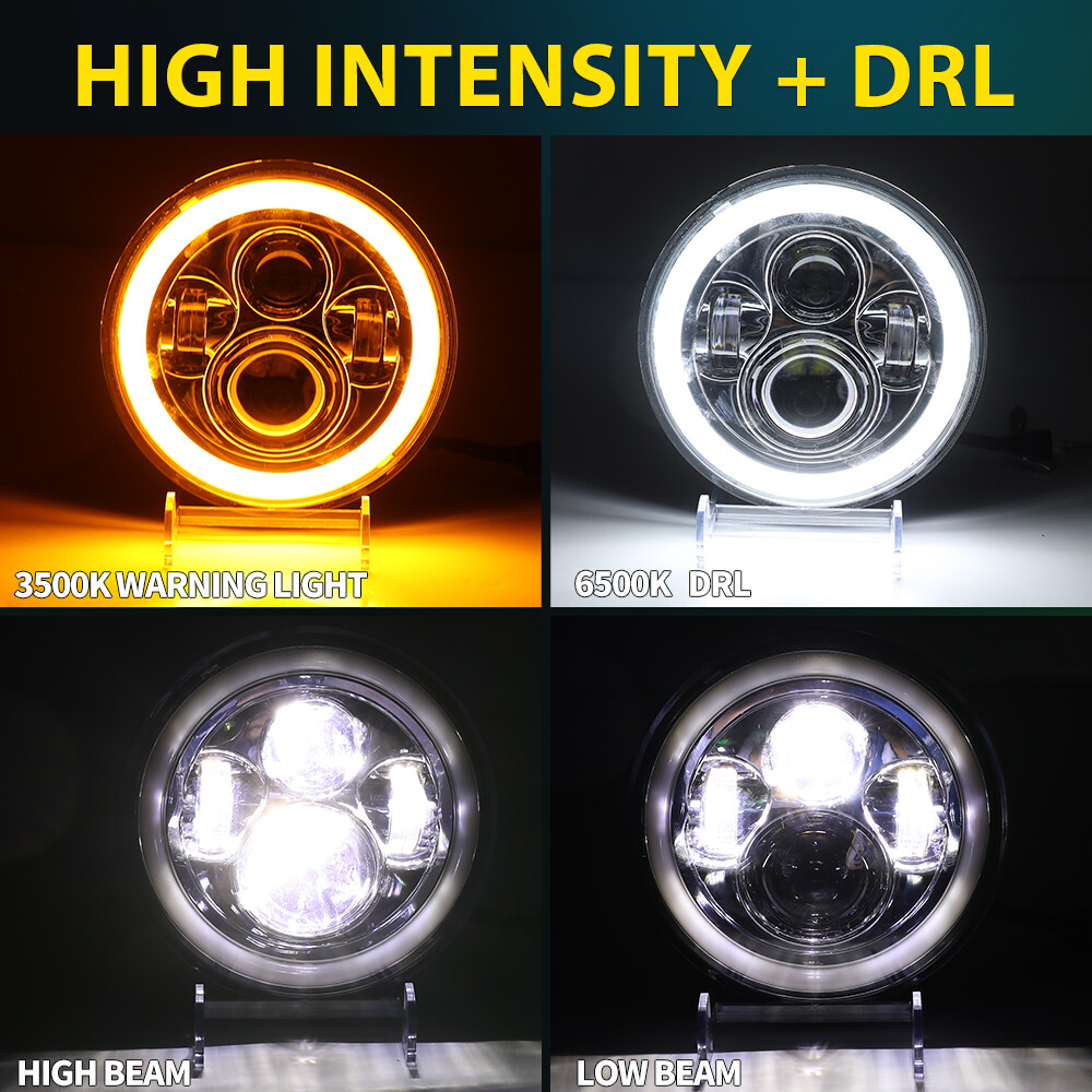Approved 7″ inch Chrome Round Led Headlight Hi/Lo Beam for Chevy II/Nova 1969-79