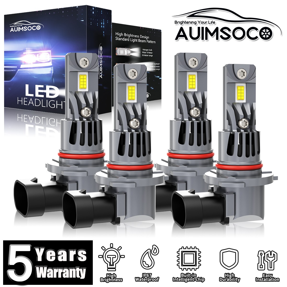 For Chevrolet K1500 1990-1999 LED Headlight Kit White Bulbs Hi/Lo Beam 72000LM