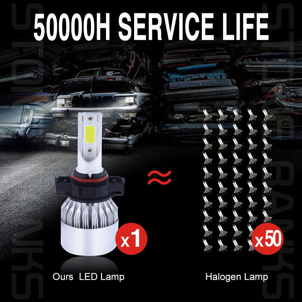 2x 5202 H16 LED Fog Light Bulbs 6000K White Headlight High Low Beam Kit 720000LM