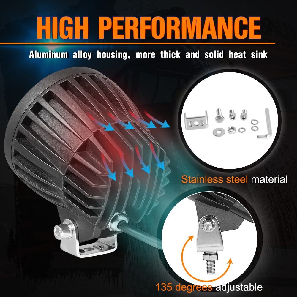 4X For Ram 15000 2500 3500 4Inch 80W Round LED Off Road Driving Spot Lights Pods