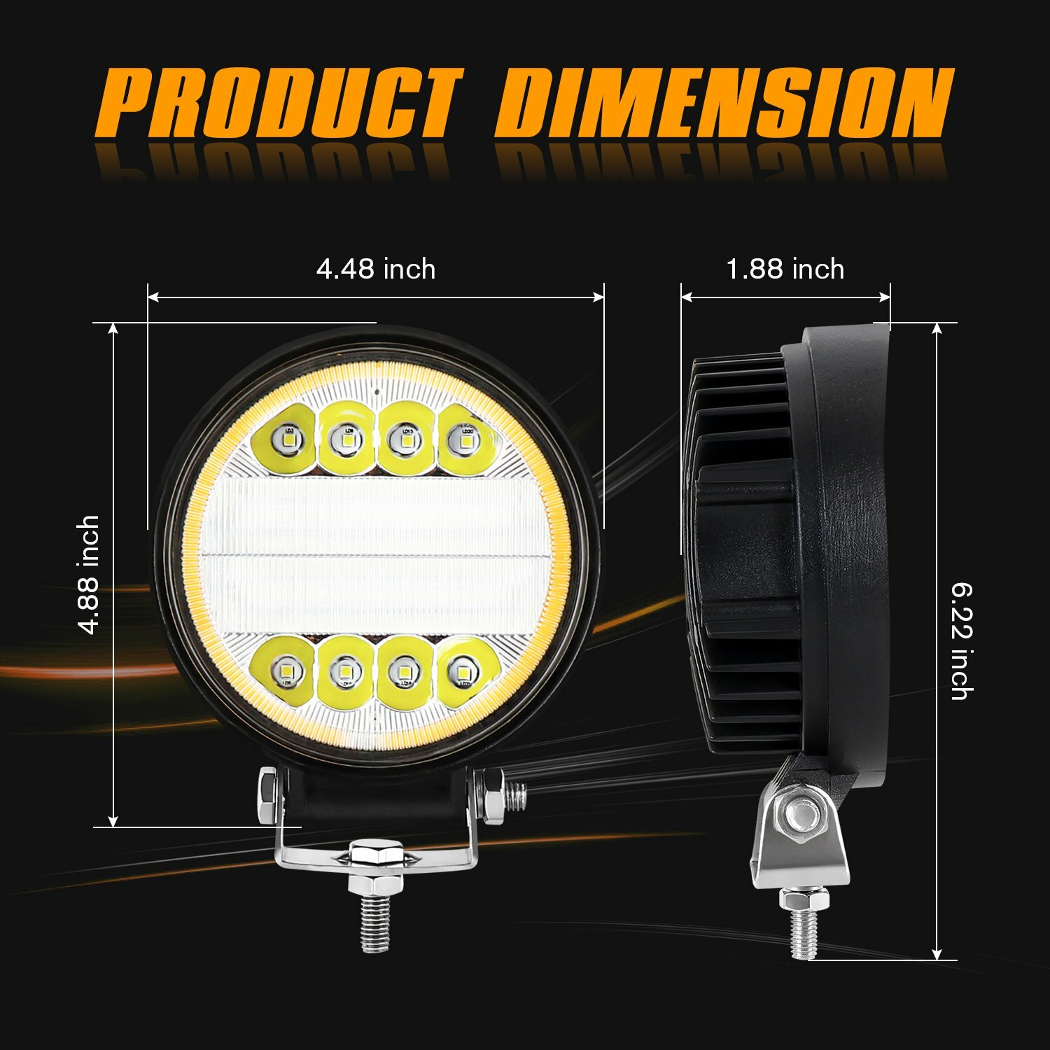 8x 5Inch 720W Round LED Work Light DRL Spot Flood Driving Fog Amber Lamp Offroad