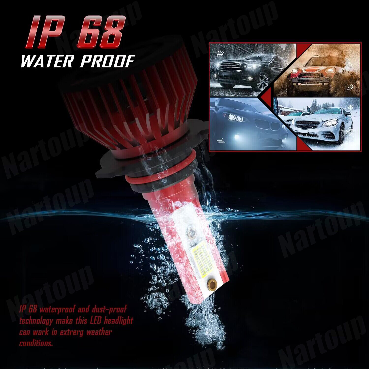 MINI 9005+H11 Combo LED Headlight Bulbs Kit High Low Beam 6000K White US 4PCS