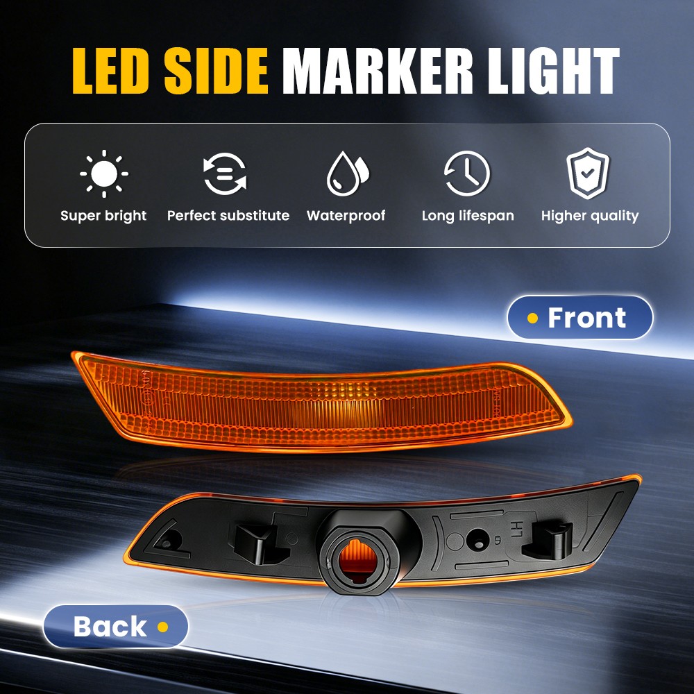 2-20x Bumper Front LED Side Marker Light Covers Amber For 16-23 Chevrolet Camaro