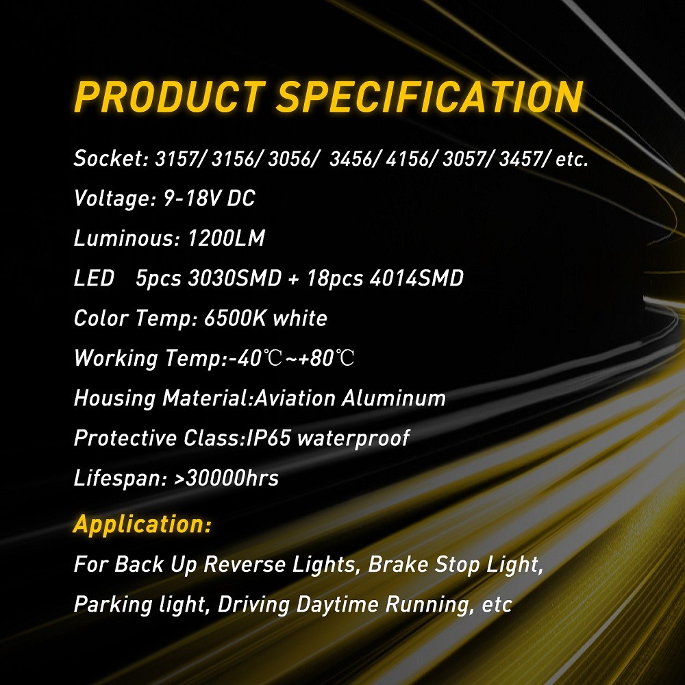 3157 3156 LED Backup Reverse Parking Light Bulbs 6500k Super White Bright 2400LM