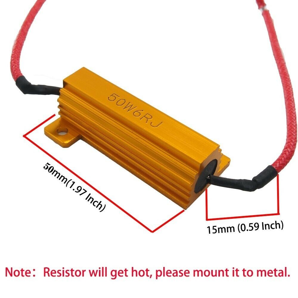 2pcs Load Resistor 50W 6RJ 6ohm LED Decoder FIX Hyper Flash Turn Signal Blinker