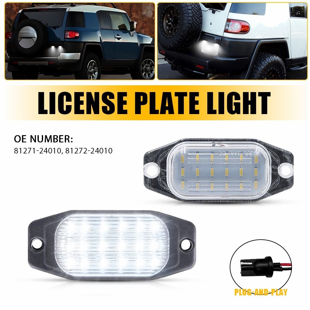 2PCS Chrome LED License Plate Lights for 2007-2014 Toyota FJ Cruiser 6000K White