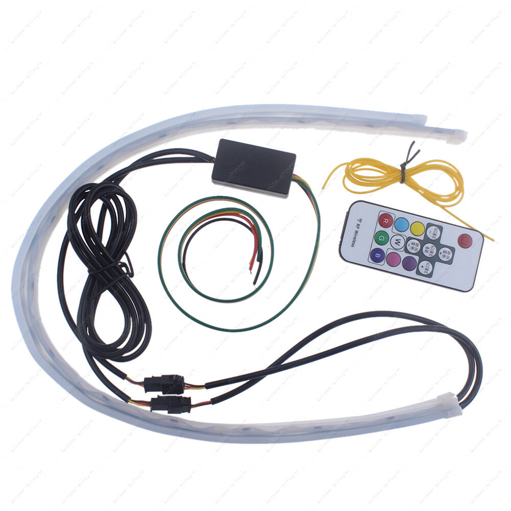 2pcs 60cm RGB Multi-Color Flexible Tube LED DRL Strip Light Flowing Turn Signal
