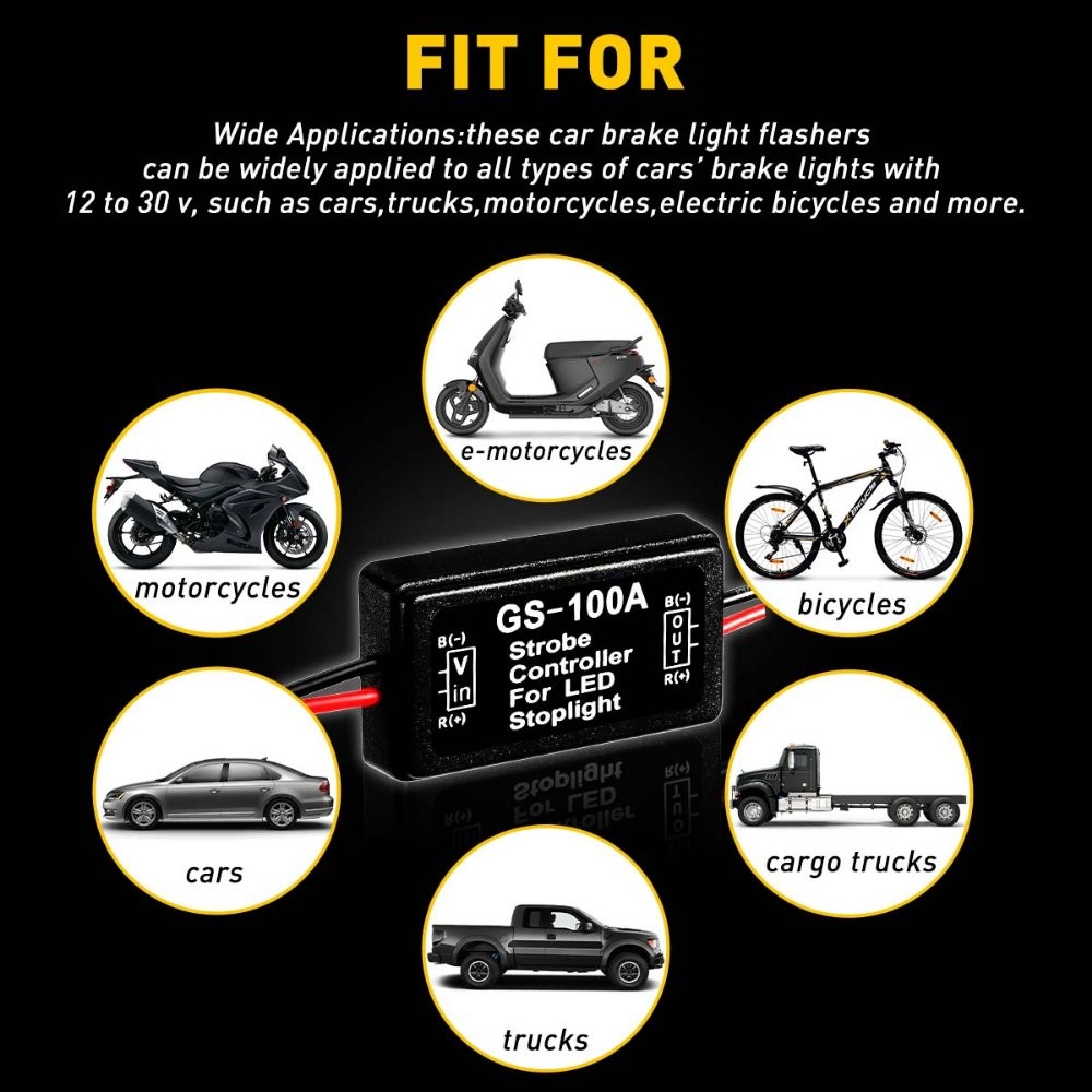 12V GS-100A LED Brake Stop Tail Light Strobe Flash Module Controller Box Module
