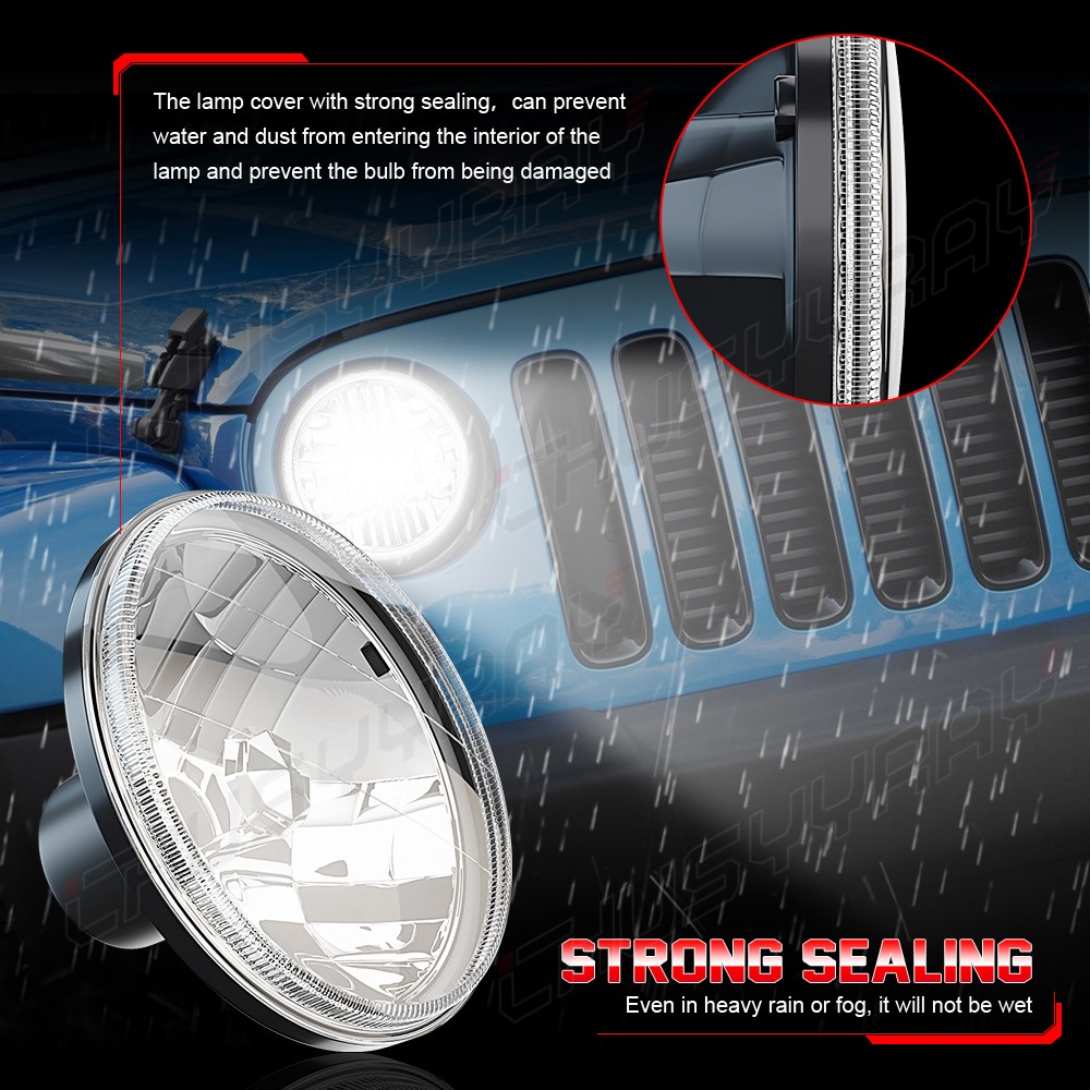 Newest Pair 7inch Led Round Headlight High-Low Beam for Peterbilt 379 359 Truck