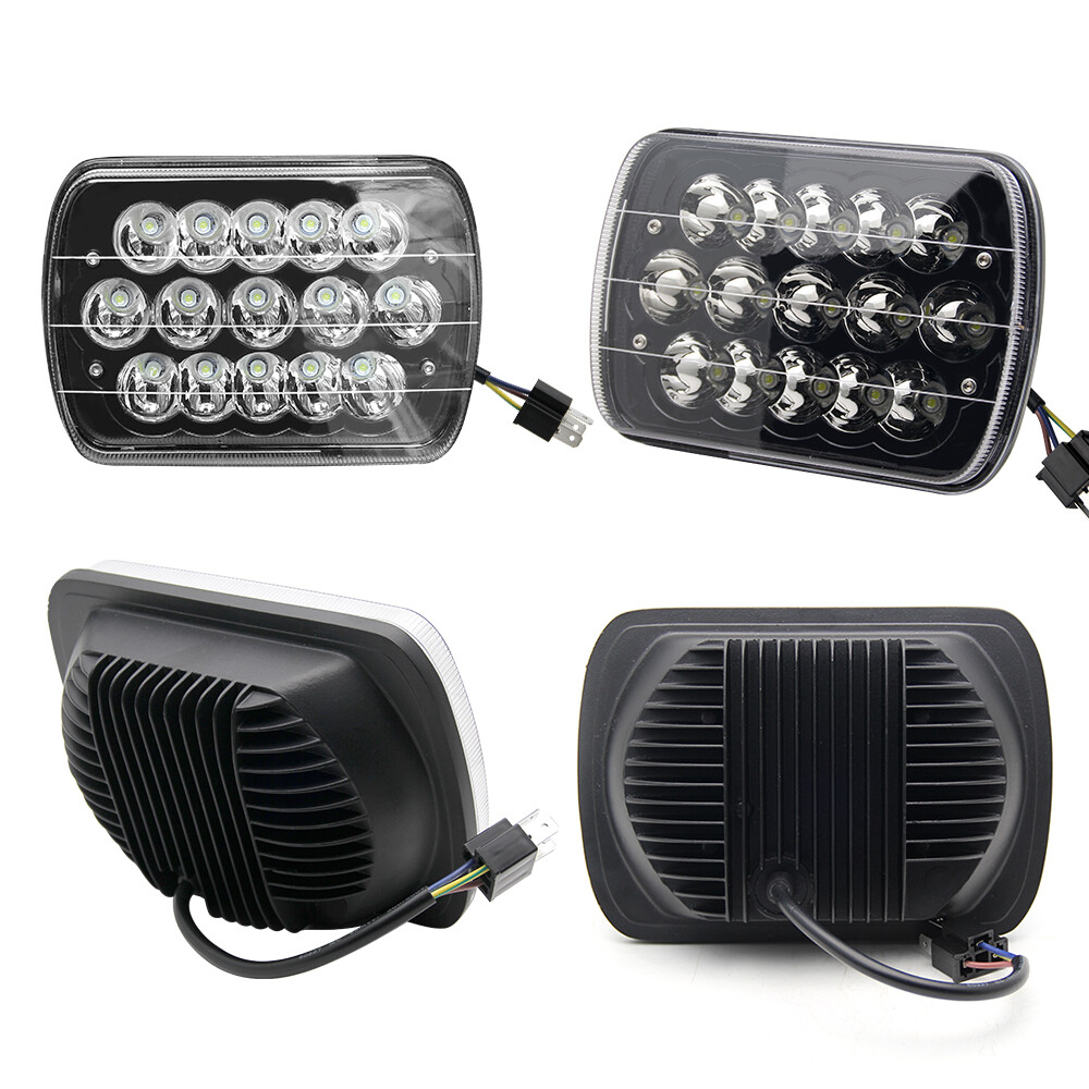 5X7 7×6 LED Headlight Hi/Lo For 1986-1995 Jeep Wrangler YJ 1984-2001 Cherokee XJ