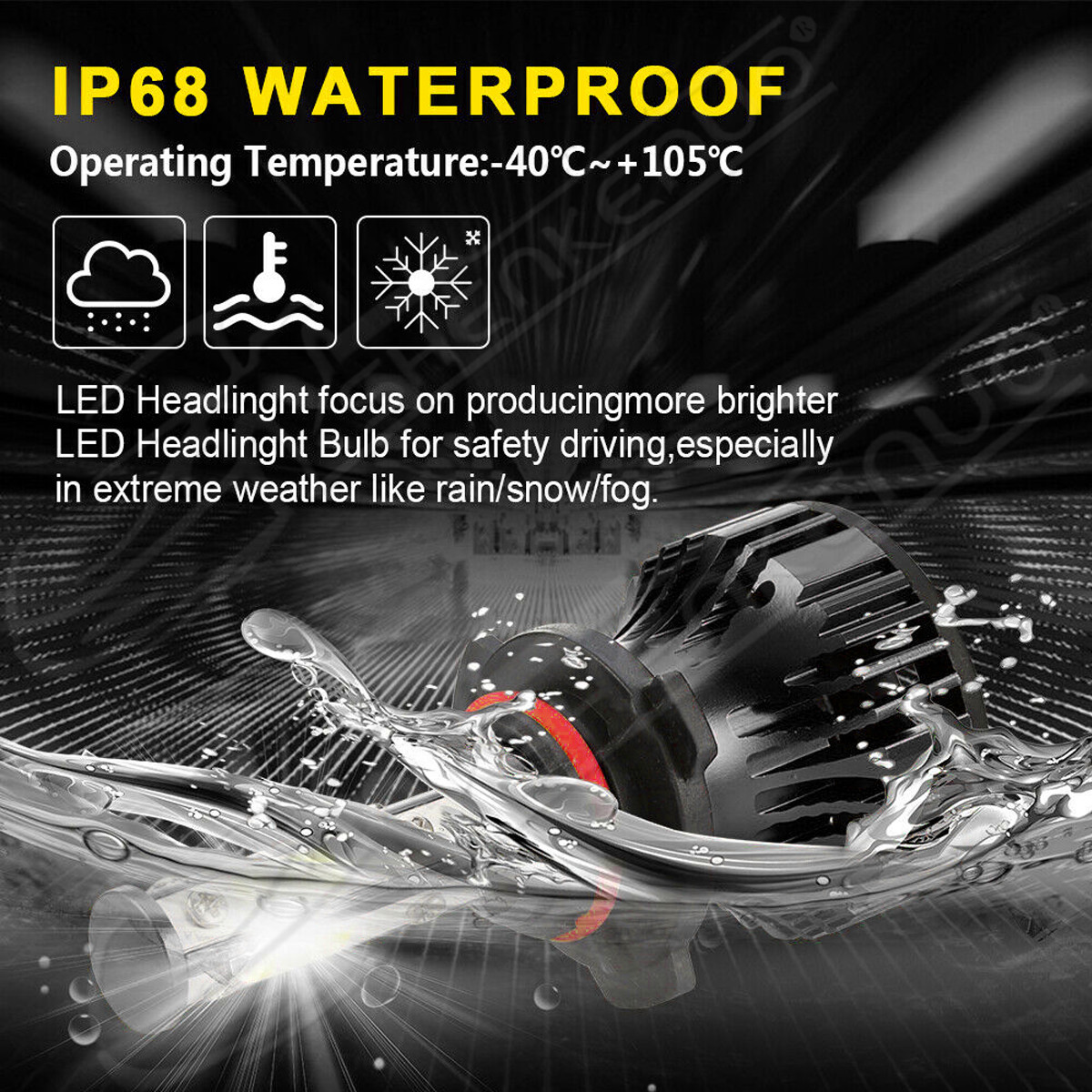 4SIDE 9005+9006 LED Combo Headlight Kits SKN COB 440W Light Bulbs High Low Beam