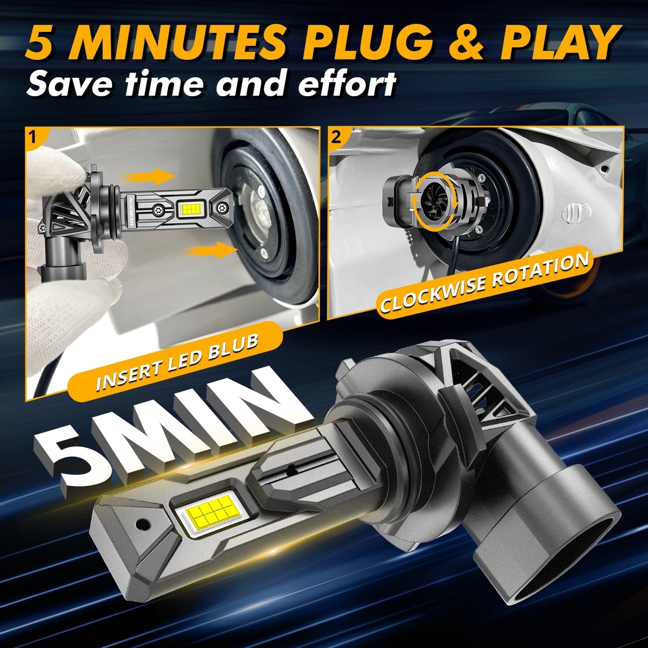 90W 9006 LED Car Headlight Bulb Plug and Play Direct Fit Cooling Fan Q26S Series