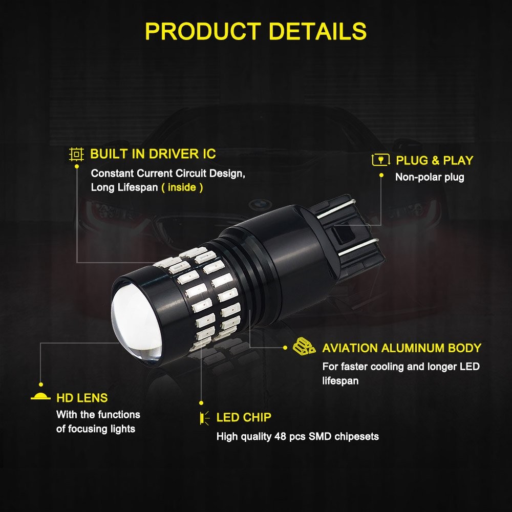 AUXITO 7443 Red 7440 Strobe LED Blinking Flash Brake Tail Light/Parking Lamp 48W