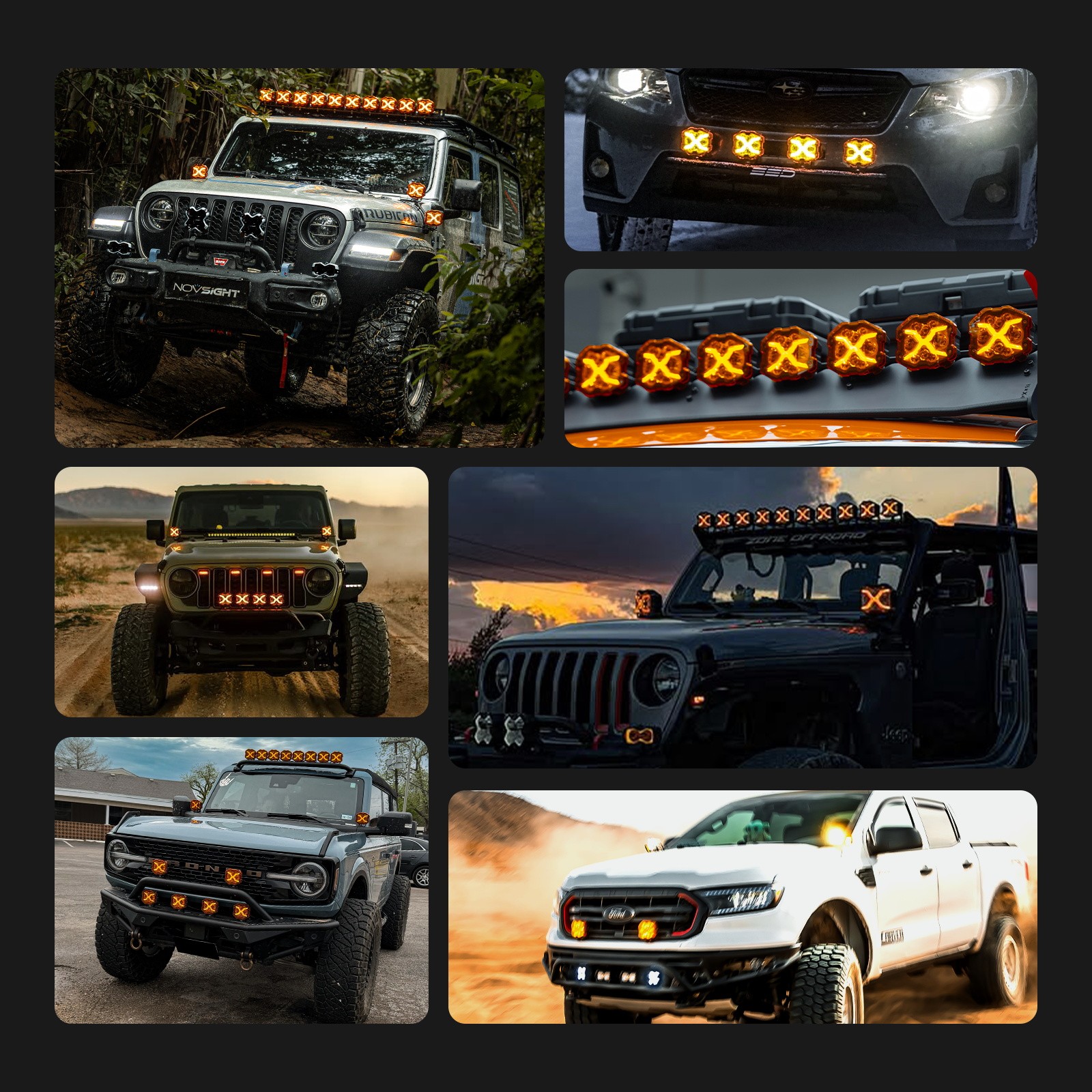 2 PCS NOVSIGHT X Series 4“ LED Pod Lights 6000LM Off Road Car Work Driving Lamp