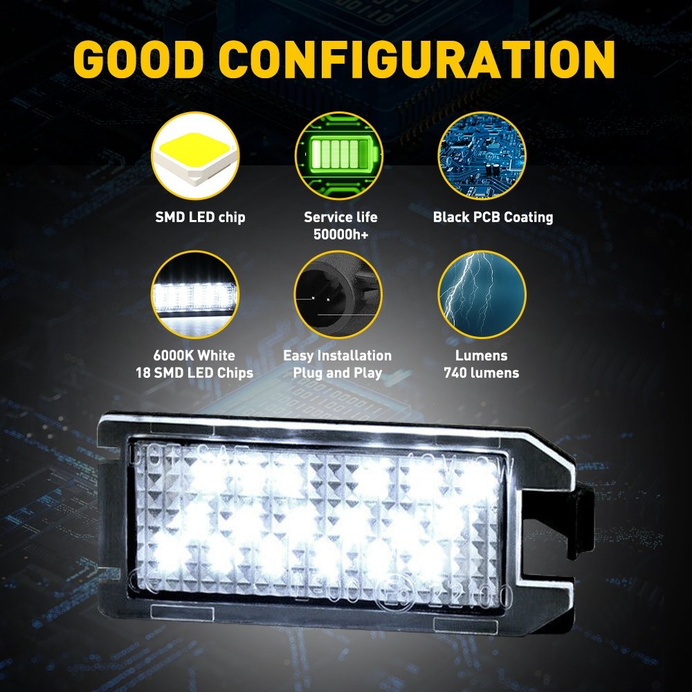 2 LED License Plate Light For Fiat Dodge Jeep Maserati 6000K 1480LM Super Bright