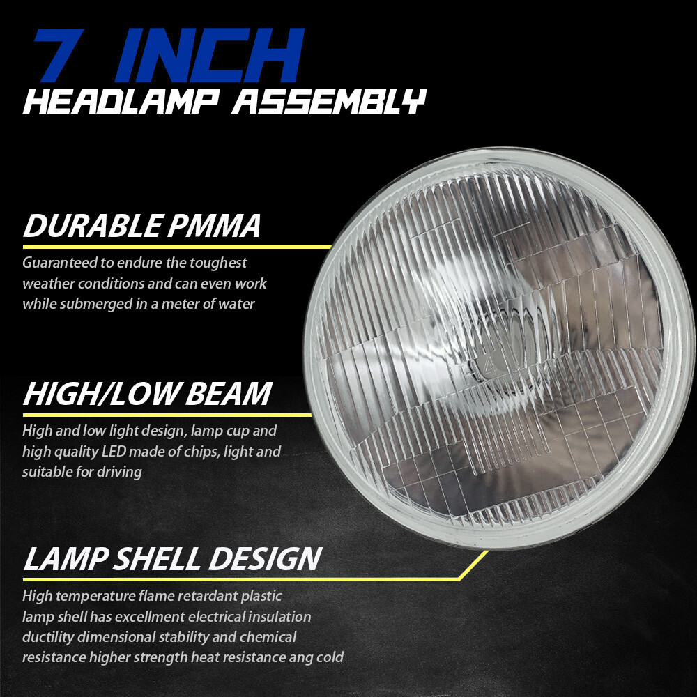 Newest Pair 7inch Led Round Headlight High-Low Beam for Peterbilt 379 359 Trucks