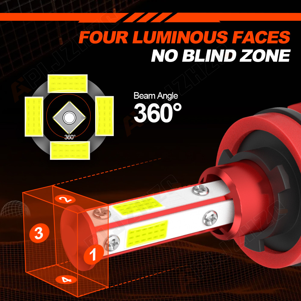 H11 H11 5202 Combo 6x LED Headlight High Low Beam Fog Light Bulbs 6000K