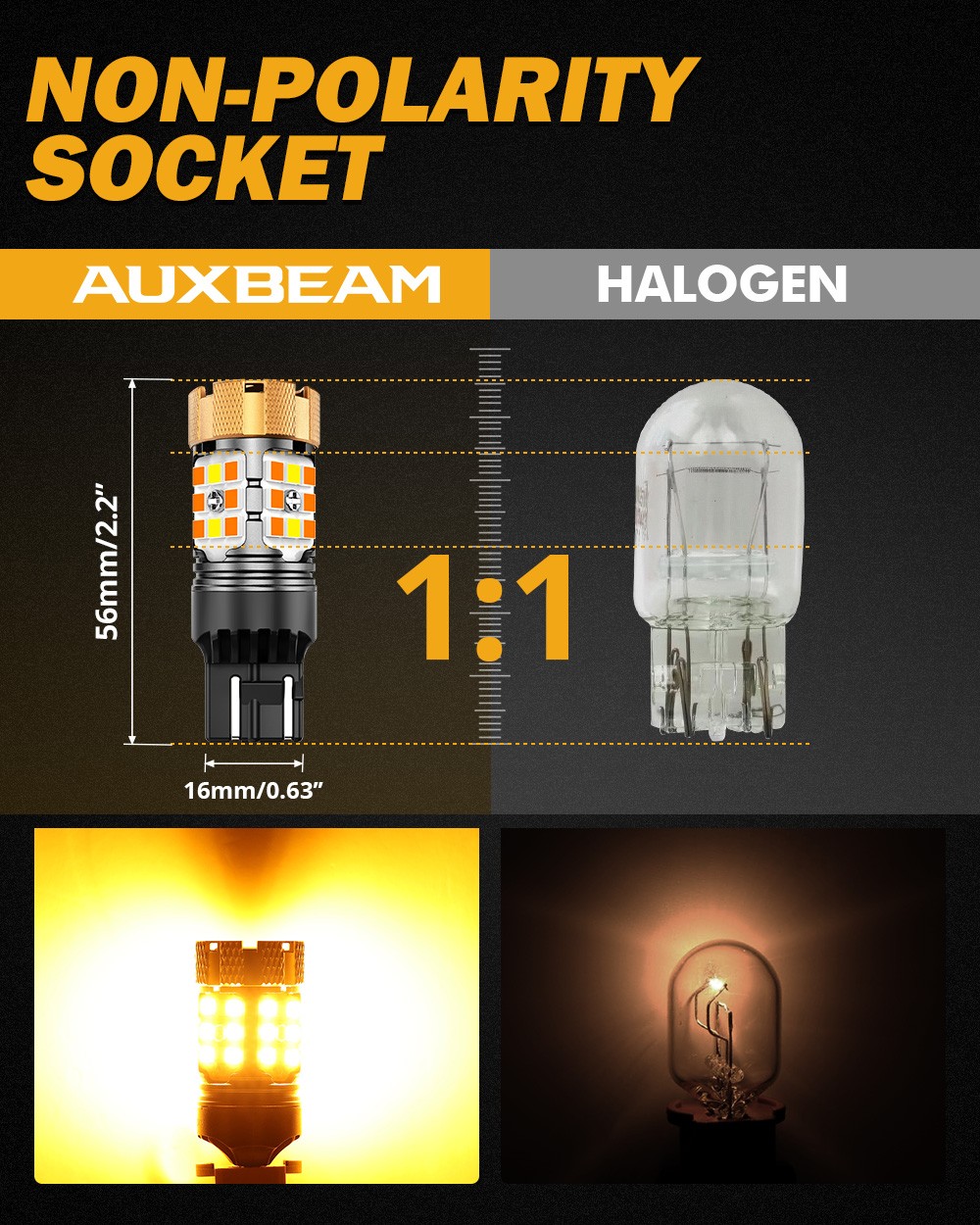AUXBEAM 7443 7440 7444NA Switch back LED DRL/Turn Signal Light Bulbs White&Amber