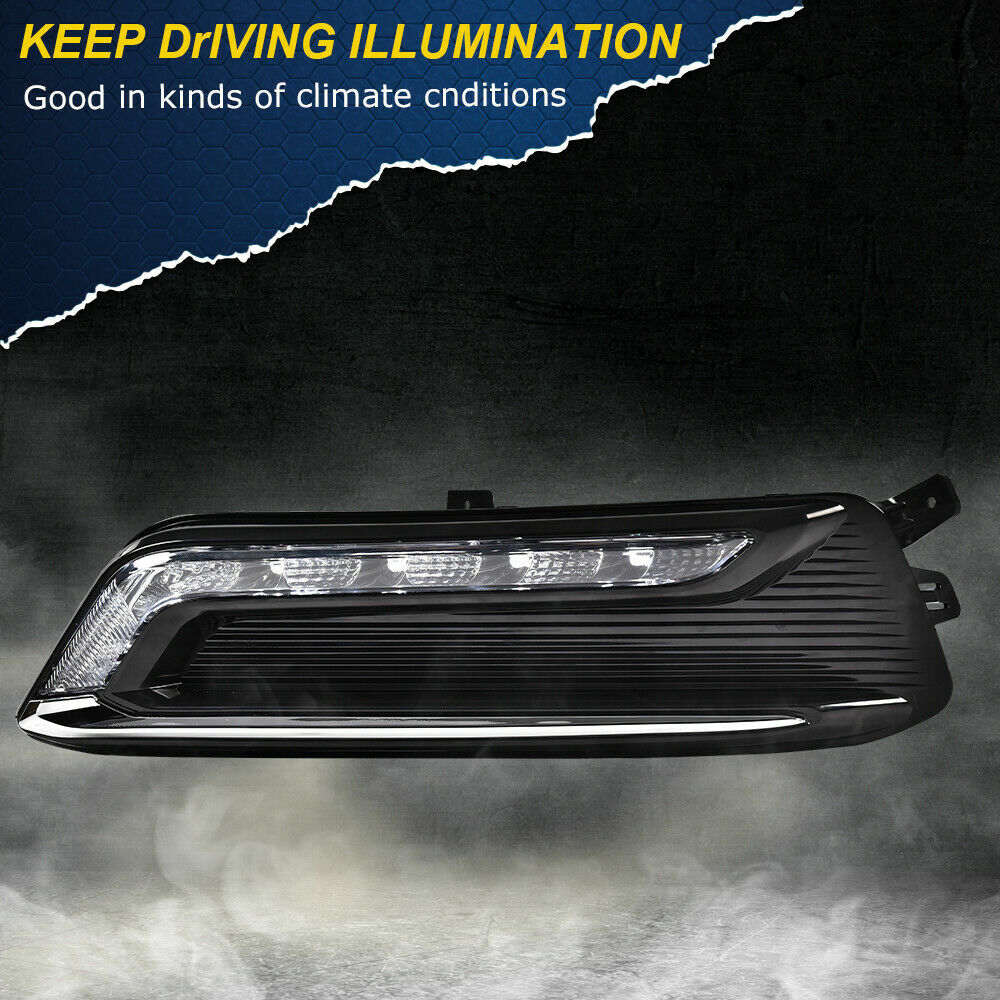 Fit For 14-20 Chevy Impala Clear Lens LED DRL Fog Lights Pair Wiring Switch Kit