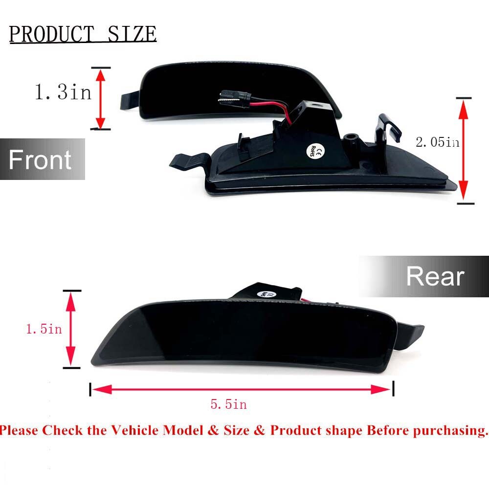 4Pc LED Side Marker Light Indicator Black Lens For 2016-2022 Mazda MX-5 Miata