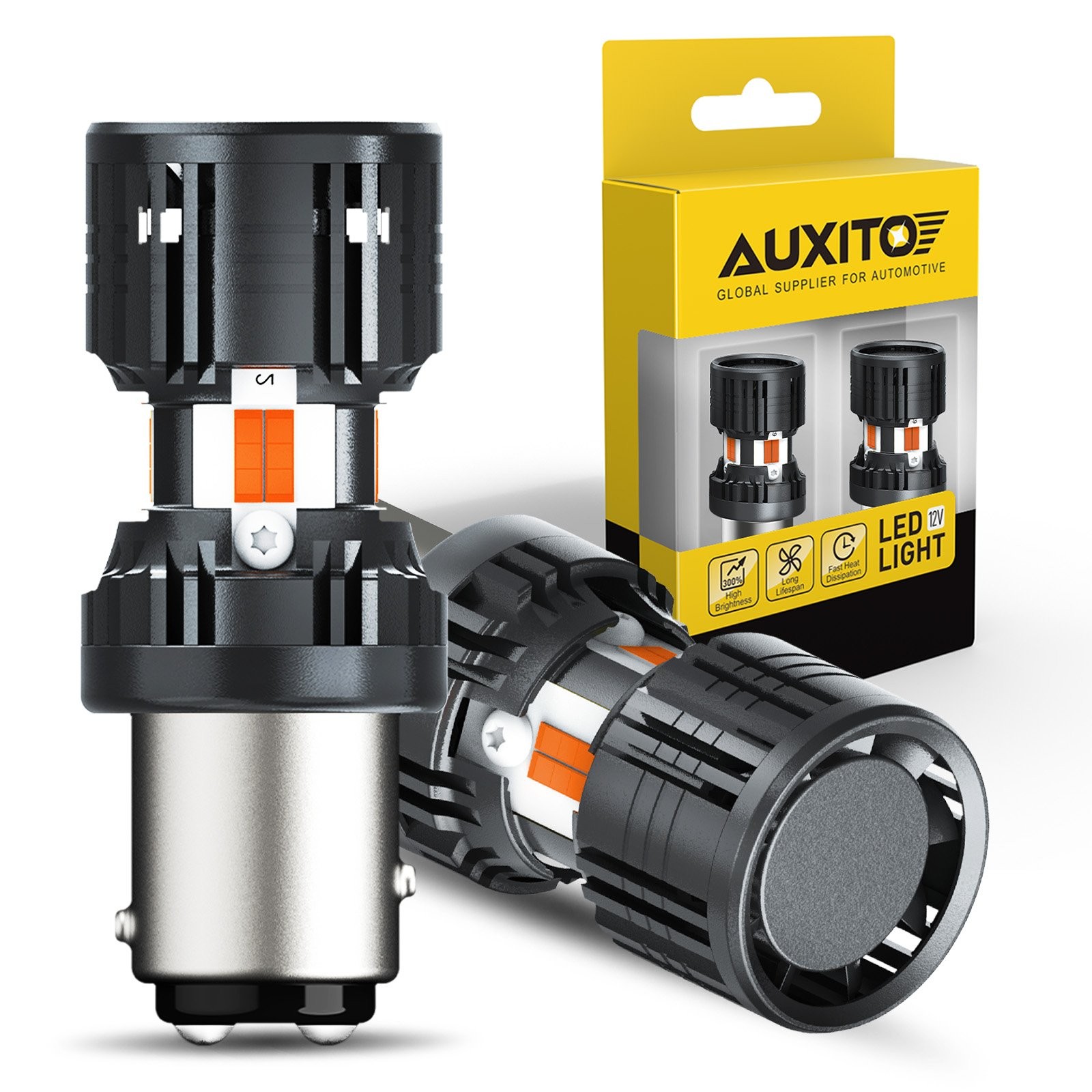 AUXITO 1157 Amber Yellow LED Turn Signal Indicator Parking Light Bulbs CANBUS M