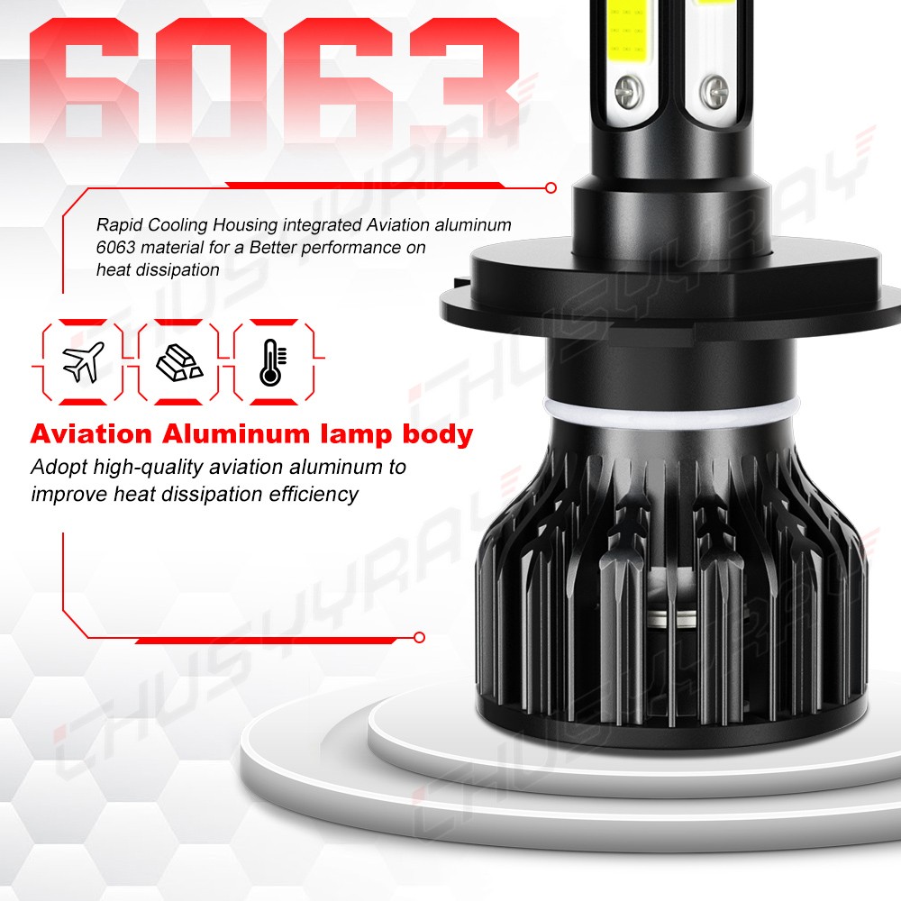 H4 9003 Ice Blue LED Headlight Bulb Conversion Kit High Low Beam 8000K 72000LM