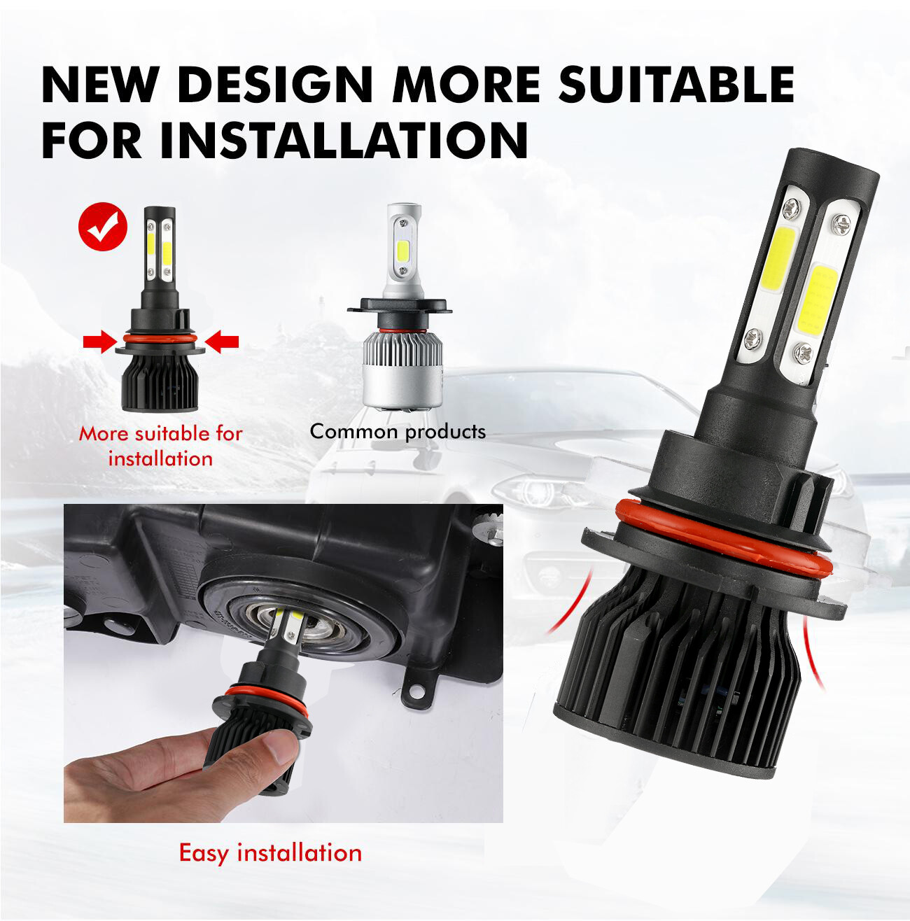 4 Side 9007 LED Headlight Bulbs for Ford F-150 F-250 F-350 Super Duty Hi/Lo Beam