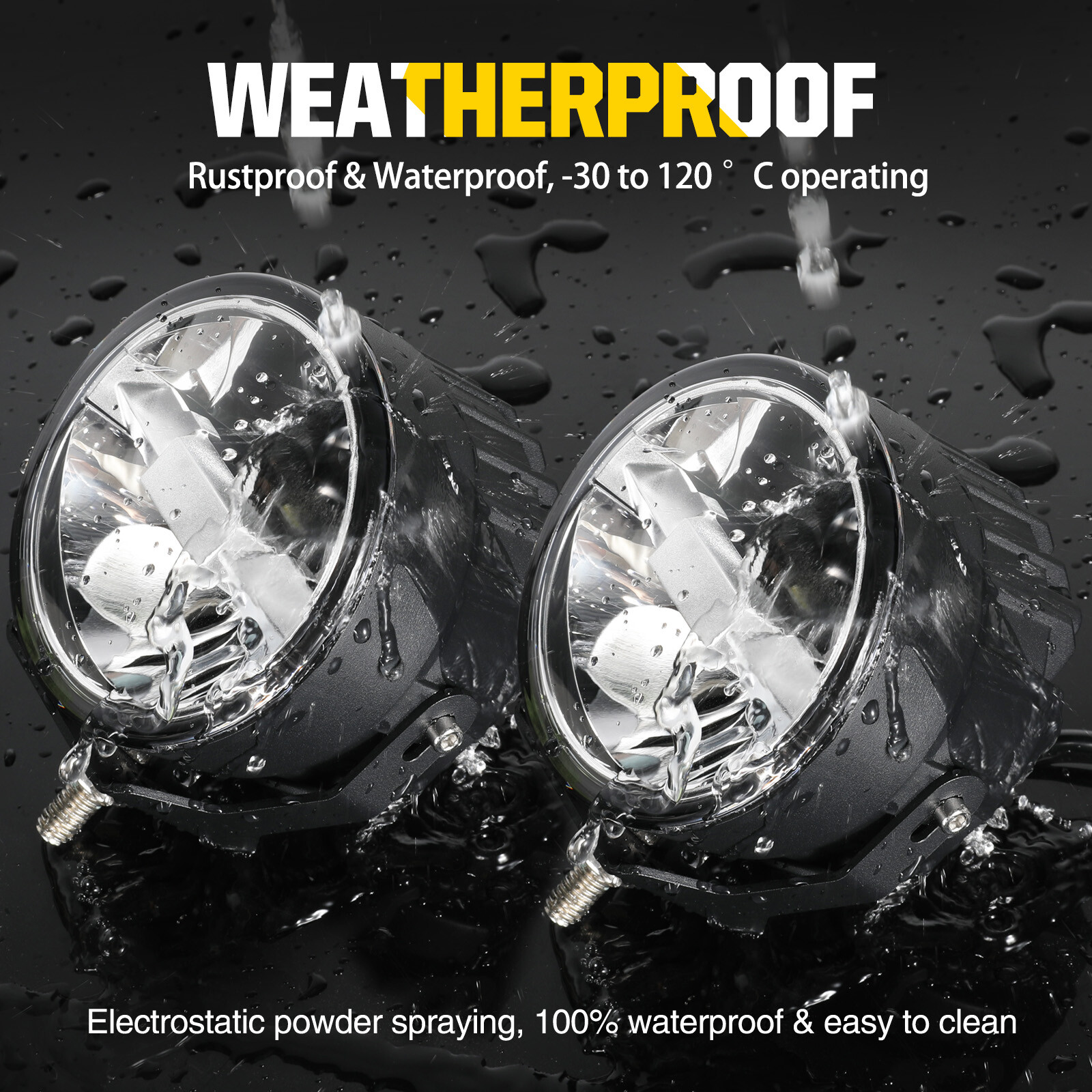 2X 4″ 60W Round LED Off Road Driving Spot Lights Pods Hi/Low Headlights Fog 3.5″