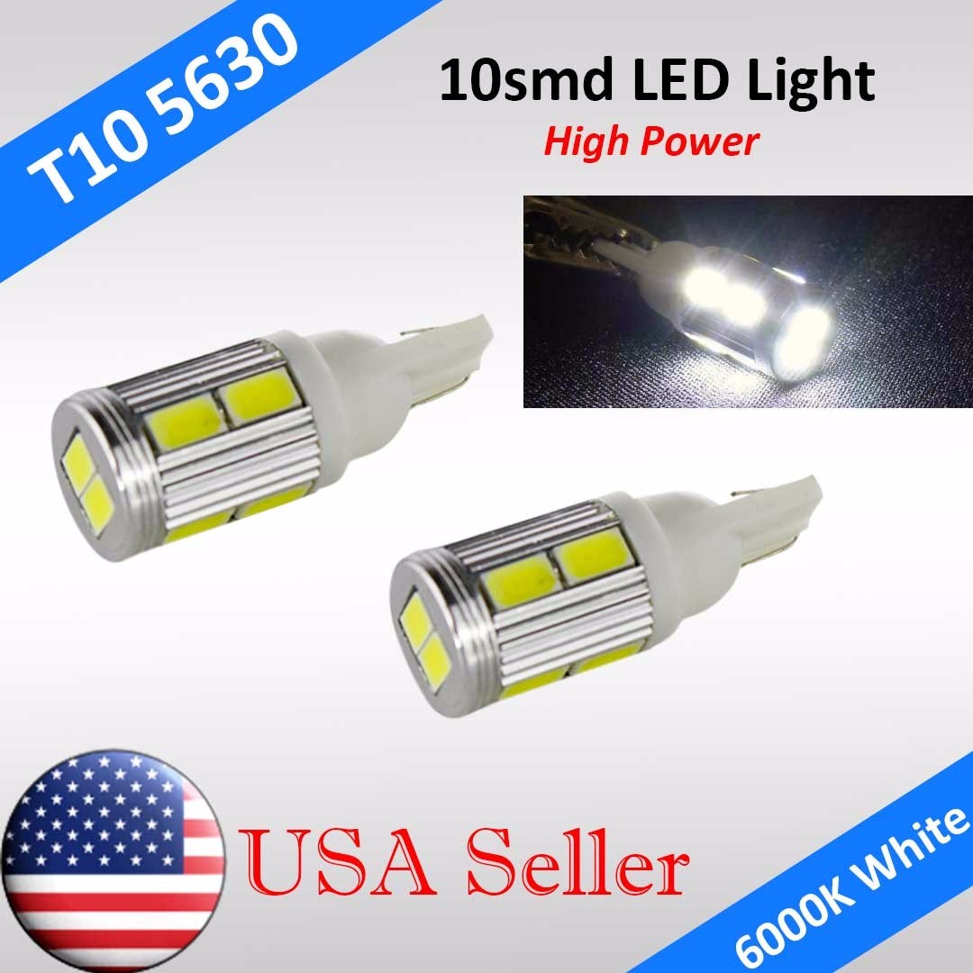 2 Pcs White 10-5730-Smd Car Led Signal Front Side Marker Light 2825 T10 194 168