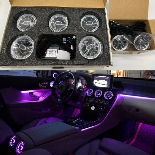 7PCS AC Vent Ambient Light For Mercedes Benz C-Class W205 2019-2021 64 Colors