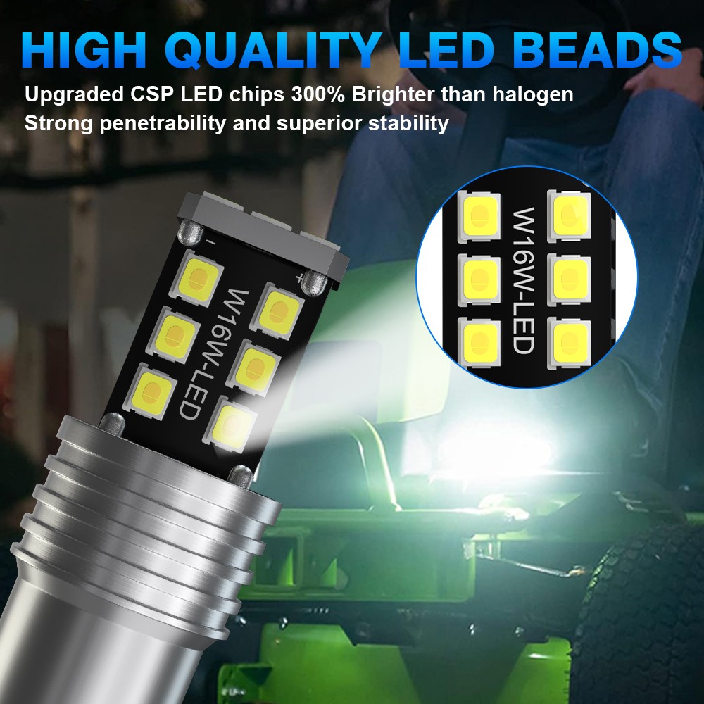 2 Blinding Brite LED headlight bulbs for Deere 415 420 425 445 455 mower tractor