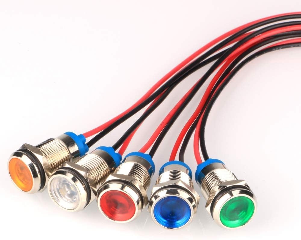 Durable AC/DC 12-24V LED Indicator Lights – 5pcs Waterproof Multi-Color Set