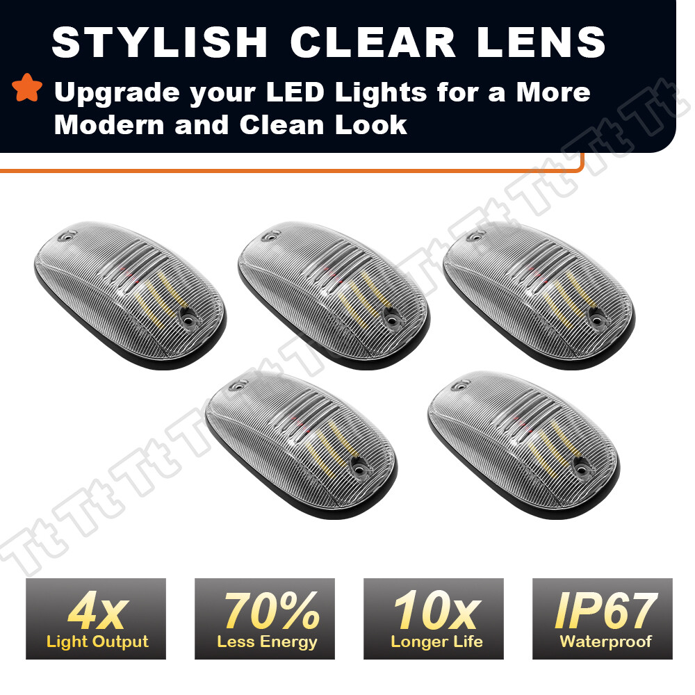 For 2003-2018 Dodge Ram 1500 2500 3500 Truck White LED Cab Roof Marker Lights 5x