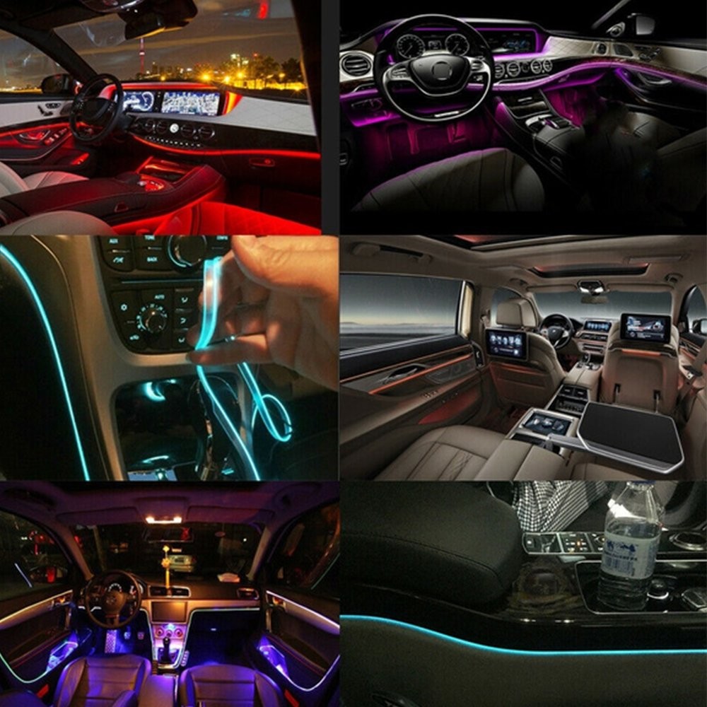 RGB LED Car Interior Fiber Optic Neon Strip Atmosphere Light Decor w/ Remote US