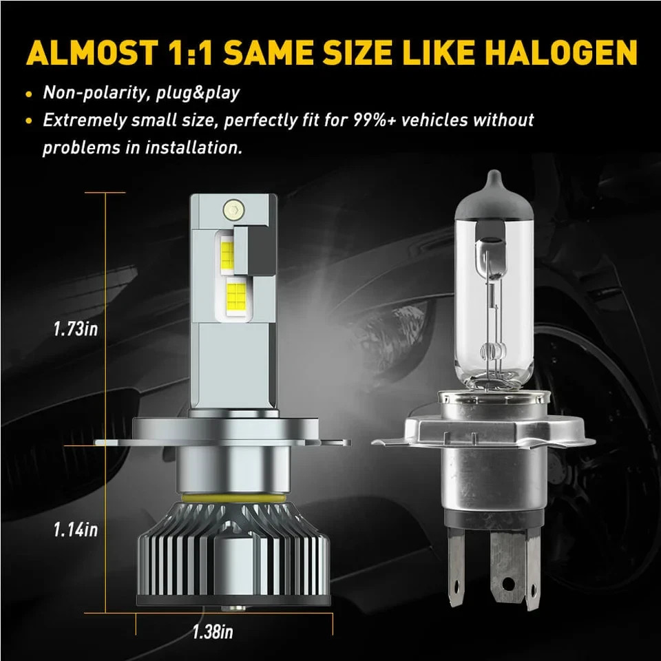H4 120W Y19 Auxito Premium Super Bright LED Headlight Bulbs 12-24V (1 Pack)