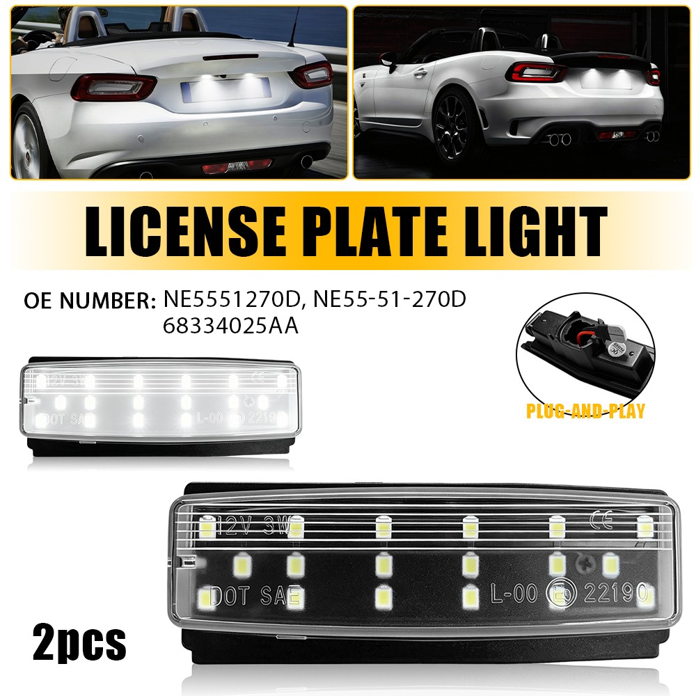 Clear For Mazda 2006-2015 MX-5 Miata Rear White LED License Plate Tag Lights EJ