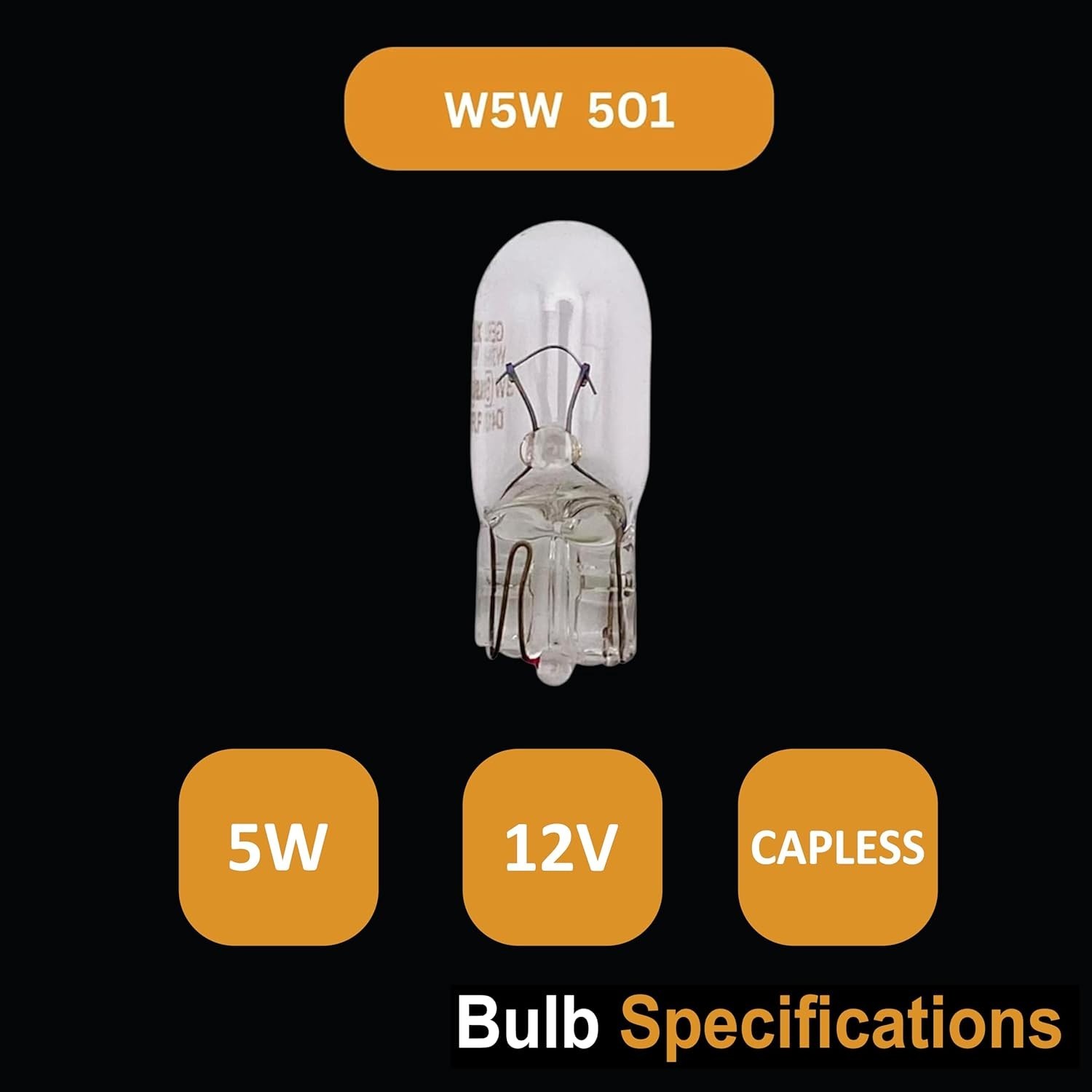 High-Performance 501 Capless Sidelight Bulbs – 10 Pack, 500 Lumen Brilliance