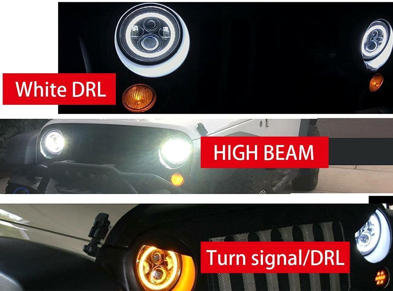 PAIR DOT 7″ Inch LED Headlights DRL Turn Signal Combo For 2003-2007 Jeep Liberty